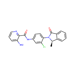 C[C@@H]1c2ccccc2C(=O)N1c1ccc(NC(=O)c2ncccc2N)cc1Cl ZINC000653845108