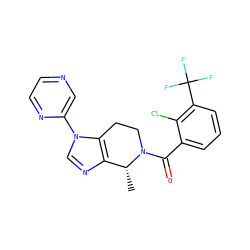 C[C@@H]1c2ncn(-c3cnccn3)c2CCN1C(=O)c1cccc(C(F)(F)F)c1Cl ZINC000221714715