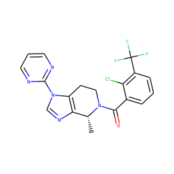 C[C@@H]1c2ncn(-c3ncccn3)c2CCN1C(=O)c1cccc(C(F)(F)F)c1Cl ZINC000218543609