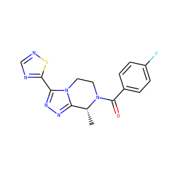 C[C@@H]1c2nnc(-c3ncns3)n2CCN1C(=O)c1ccc(F)cc1 ZINC000473132730