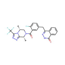C[C@@H]1c2nnc(C(F)(F)F)n2[C@H](C)CN1C(=O)c1cc(Cc2n[nH]c(=O)c3ccccc23)ccc1F ZINC000208116381