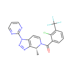 C[C@@H]1c2nnn(-c3ncccn3)c2C=CN1C(=O)c1cccc(C(F)(F)F)c1Cl ZINC000218475914
