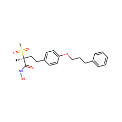 C[C@](CCc1ccc(OCCCc2ccccc2)cc1)(C(=O)NO)S(C)(=O)=O ZINC000261136641