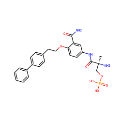 C[C@](N)(COP(=O)(O)O)C(=O)Nc1ccc(OCCc2ccc(-c3ccccc3)cc2)c(C(N)=O)c1 ZINC000049071358