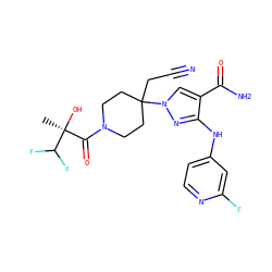 C[C@](O)(C(=O)N1CCC(CC#N)(n2cc(C(N)=O)c(Nc3ccnc(F)c3)n2)CC1)C(F)F ZINC000220996005