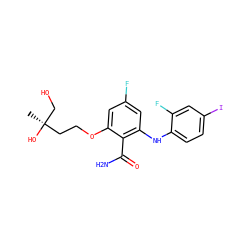 C[C@](O)(CO)CCOc1cc(F)cc(Nc2ccc(I)cc2F)c1C(N)=O ZINC000096905637