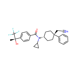 C[C@](O)(c1ccc(C(=O)N(C2CC2)[C@H]2CC[C@@](CC#N)(c3ccccc3)CC2)cc1)C(F)(F)F ZINC000144635773