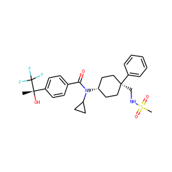 C[C@](O)(c1ccc(C(=O)N(C2CC2)[C@H]2CC[C@](CNS(C)(=O)=O)(c3ccccc3)CC2)cc1)C(F)(F)F ZINC000101390089