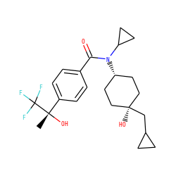 C[C@](O)(c1ccc(C(=O)N(C2CC2)[C@H]2CC[C@](O)(CC3CC3)CC2)cc1)C(F)(F)F ZINC000101176318