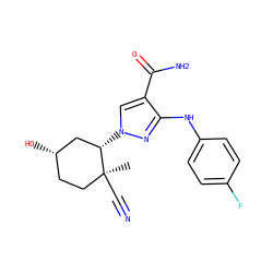 C[C@]1(C#N)CC[C@H](O)C[C@@H]1n1cc(C(N)=O)c(Nc2ccc(F)cc2)n1 ZINC000221209347