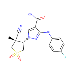 C[C@]1(C#N)CS(=O)(=O)C[C@H]1n1cc(C(N)=O)c(Nc2ccc(F)cc2)n1 ZINC000220698302