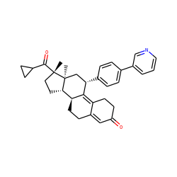 C[C@]1(C(=O)C2CC2)CC[C@H]2[C@@H]3CCC4=CC(=O)CCC4=C3[C@@H](c3ccc(-c4cccnc4)cc3)C[C@@]21C ZINC000029061185