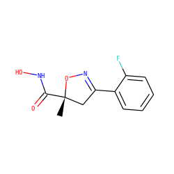 C[C@]1(C(=O)NO)CC(c2ccccc2F)=NO1 ZINC000103254183