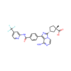 C[C@]1(C(=O)O)CC[C@@H](c2nc(-c3ccc(C(=O)Nc4cc(C(F)(F)F)ccn4)cc3)c3c(N)nccn23)C1 ZINC001772618501