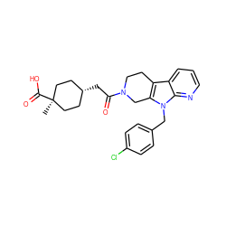 C[C@]1(C(=O)O)CC[C@H](CC(=O)N2CCc3c(n(Cc4ccc(Cl)cc4)c4ncccc34)C2)CC1 ZINC000112992673