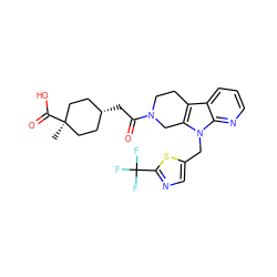 C[C@]1(C(=O)O)CC[C@H](CC(=O)N2CCc3c(n(Cc4cnc(C(F)(F)F)s4)c4ncccc34)C2)CC1 ZINC000145803971