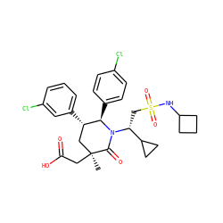 C[C@]1(CC(=O)O)C[C@H](c2cccc(Cl)c2)[C@@H](c2ccc(Cl)cc2)N([C@H](CS(=O)(=O)NC2CCC2)C2CC2)C1=O ZINC000299827541