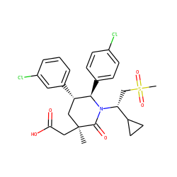 C[C@]1(CC(=O)O)C[C@H](c2cccc(Cl)c2)[C@@H](c2ccc(Cl)cc2)N([C@H](CS(C)(=O)=O)C2CC2)C1=O ZINC000103248033