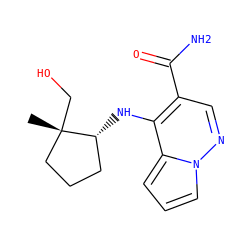C[C@]1(CO)CCC[C@H]1Nc1c(C(N)=O)cnn2cccc12 ZINC000299820150
