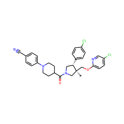 C[C@]1(COc2ccc(Cl)cn2)CN(C(=O)C2CCN(c3ccc(C#N)cc3)CC2)C[C@@H]1c1ccc(Cl)cc1 ZINC000096170444
