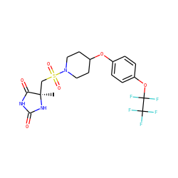 C[C@]1(CS(=O)(=O)N2CCC(Oc3ccc(OC(F)(F)C(F)(F)F)cc3)CC2)NC(=O)NC1=O ZINC000096273628