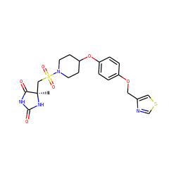 C[C@]1(CS(=O)(=O)N2CCC(Oc3ccc(OCc4cscn4)cc3)CC2)NC(=O)NC1=O ZINC000096273616