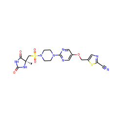 C[C@]1(CS(=O)(=O)N2CCN(c3ncc(OCc4cnc(C#N)s4)cn3)CC2)NC(=O)NC1=O ZINC000096273606