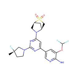 C[C@]1(F)CCN(c2nc(-c3cnc(N)c(OC(F)F)c3)cc(N3C[C@@H]4C[C@H]3CS4(=O)=O)n2)C1 ZINC000653754881