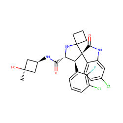 C[C@]1(O)C[C@@H](NC(=O)[C@@H]2NC3(CCC3)[C@@]3(C(=O)Nc4cc(Cl)ccc43)[C@H]2c2cccc(Cl)c2F)C1 ZINC000299826128