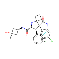 C[C@]1(O)C[C@@H](NC(=O)[C@@H]2NC3(CCC3)[C@]3(C(=O)Nc4cc(Cl)ccc43)[C@H]2c2cccc(Cl)c2F)C1 ZINC000299826124