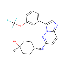 C[C@]1(O)CC[C@H](Nc2ccc3ncc(-c4cccc(OC(F)(F)F)c4)n3n2)CC1 ZINC000113132400