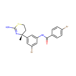 C[C@]1(c2cc(Br)cc(NC(=O)c3ccc(Br)cc3)c2)CCSC(N)=N1 ZINC000141364184