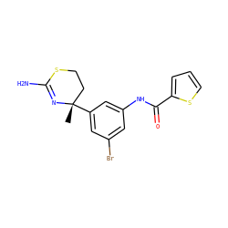 C[C@]1(c2cc(Br)cc(NC(=O)c3cccs3)c2)CCSC(N)=N1 ZINC000096174307