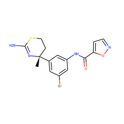 C[C@]1(c2cc(Br)cc(NC(=O)c3ccno3)c2)CCSC(N)=N1 ZINC000141704920