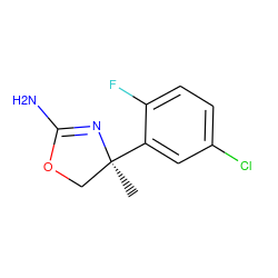 C[C@]1(c2cc(Cl)ccc2F)COC(N)=N1 ZINC000169698862