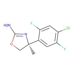 C[C@]1(c2cc(F)c(Cl)cc2F)COC(N)=N1 ZINC000169698864