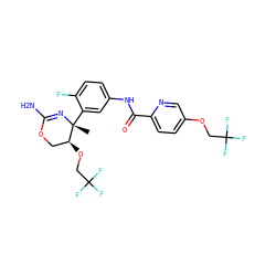 C[C@]1(c2cc(NC(=O)c3ccc(OCC(F)(F)F)cn3)ccc2F)N=C(N)OC[C@@H]1OCC(F)(F)F ZINC000169702985