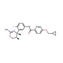 C[C@]1(c2cc(NC(=O)c3ccc(OCC4CC4)cn3)ccc2F)N=C(N)OC[C@@H]1F ZINC000169702959