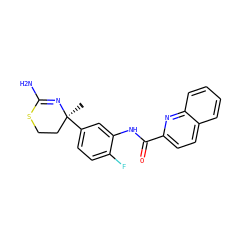 C[C@]1(c2ccc(F)c(NC(=O)c3ccc4ccccc4n3)c2)CCSC(N)=N1 ZINC000096174339