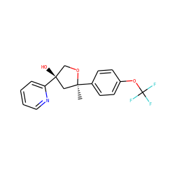 C[C@]1(c2ccc(OC(F)(F)F)cc2)C[C@](O)(c2ccccn2)CO1 ZINC000653823880