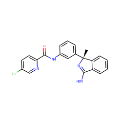 C[C@]1(c2cccc(NC(=O)c3ccc(Cl)cn3)c2)N=C(N)c2ccccc21 ZINC000096929112