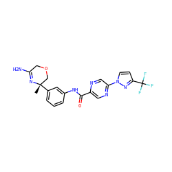 C[C@]1(c2cccc(NC(=O)c3cnc(-n4ccc(C(F)(F)F)n4)cn3)c2)COCC(N)=N1 ZINC000113658798