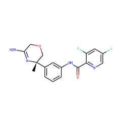 C[C@]1(c2cccc(NC(=O)c3ncc(F)cc3F)c2)COCC(N)=N1 ZINC000115391303
