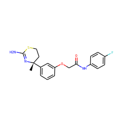 C[C@]1(c2cccc(OCC(=O)Nc3ccc(F)cc3)c2)CCSC(N)=N1 ZINC000096174373