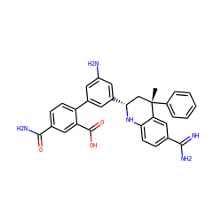 C[C@]1(c2ccccc2)C[C@@H](c2cc(N)cc(-c3ccc(C(N)=O)cc3C(=O)O)c2)Nc2ccc(C(=N)N)cc21 ZINC000103241004
