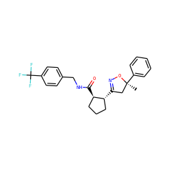 C[C@]1(c2ccccc2)CC([C@@H]2CCC[C@H]2C(=O)NCc2ccc(C(F)(F)F)cc2)=NO1 ZINC000045319086