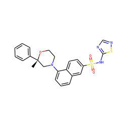 C[C@]1(c2ccccc2)CN(c2cccc3cc(S(=O)(=O)Nc4ncns4)ccc23)CCO1 ZINC000206121284