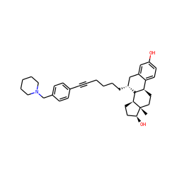 C[C@]12CC[C@@H]3c4ccc(O)cc4C[C@@H](CCCCC#Cc4ccc(CN5CCCCC5)cc4)[C@H]3[C@@H]1CC[C@@H]2O ZINC000095584199
