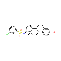 C[C@]12CC[C@@H]3c4ccc(O)cc4CC[C@H]3[C@@H]1CC[C@@H]2NS(=O)(=O)c1cccc(Cl)c1 ZINC000073198311