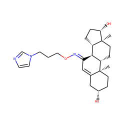 C[C@]12CC[C@H]3[C@@H](/C(=N/OCCCn4ccnc4)C=C4C[C@@H](O)CC[C@@]43C)[C@@H]1CC[C@@H]2O ZINC000137373475